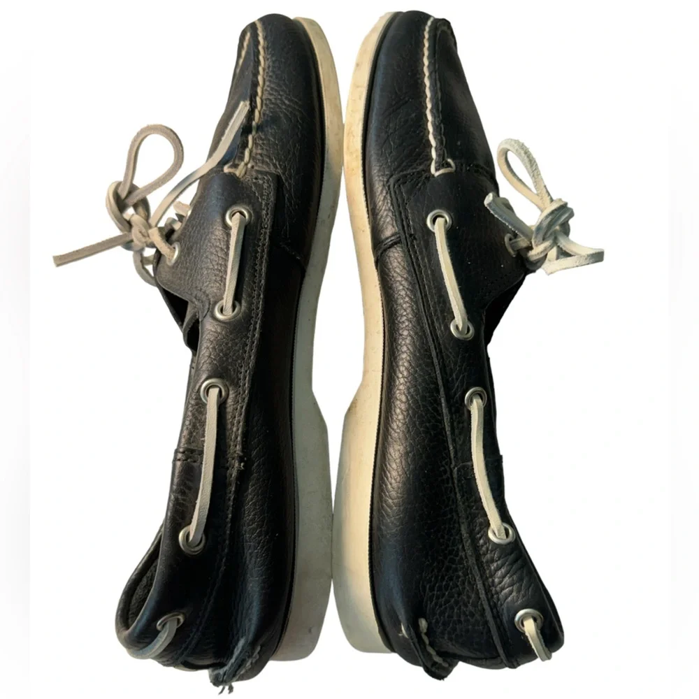 Vintage G.H. Bass & Co Black & White Leather Boat Shoes Men’s 10M MINTY